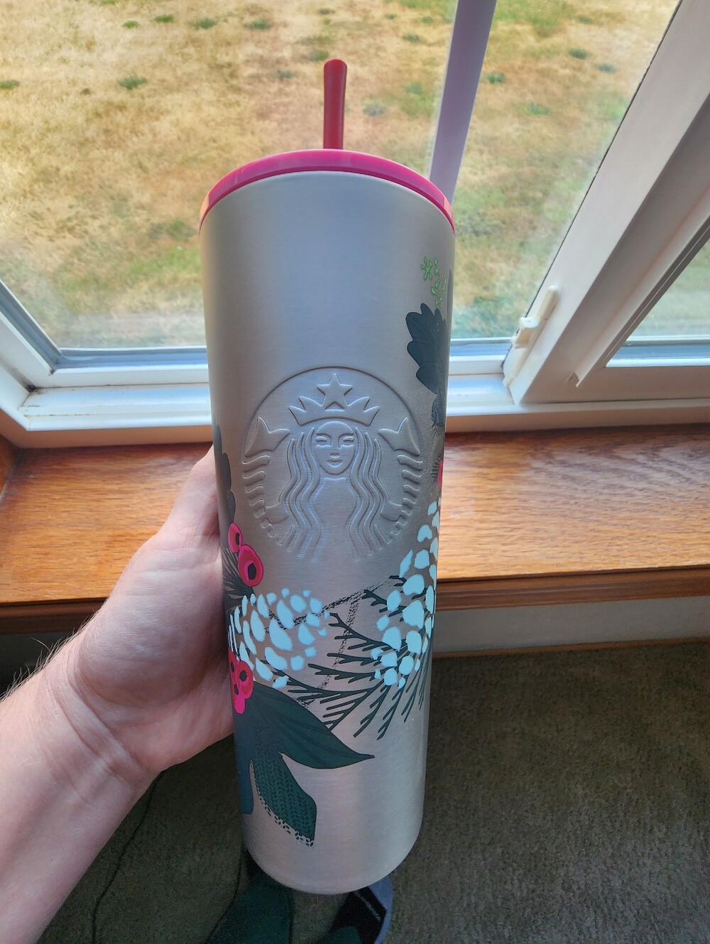 New Staebucks Stainless Pinecone Holiday 24oz Tumbler Cup